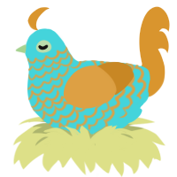 pool party, a aqua and orange chicken with a lace pattern