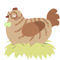 A beige and brown chicken with a half-bar pattern