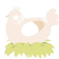 A cream chicken with a neck-band pattern