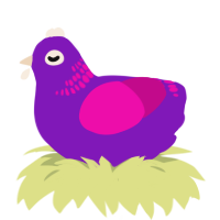 A violet and fuchsia chicken with a neck-band pattern