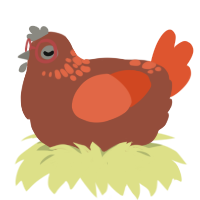 A russet and vermilion chicken with a neck-speckle pattern