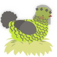 Razei, a lime and grey chicken with a lace pattern