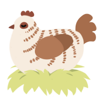 A cream and brown chicken with a half-bar pattern