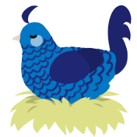A sapphire and navy chicken with a lace pattern