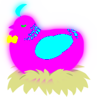 A amethyst and cerulean chicken with a neck-band pattern