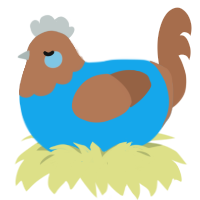 Chocolate Blueberry, a sky and brown chicken with a head pattern