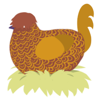 A russet and ochre chicken with a double-lace pattern