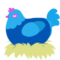 A ultramarine and sky chicken with a head pattern