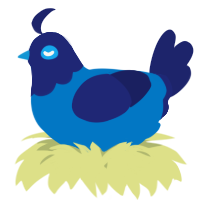 A sapphire and navy chicken with a head pattern