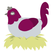 A mist and wine chicken with a head pattern
