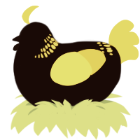 A black and yellow chicken with a neck-band pattern