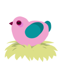 One Year Old, a pink and teal chicken