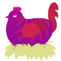 A plum and crimson chicken with a half-bar pattern