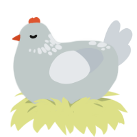 A silver and mist chicken with a neck-speckle pattern