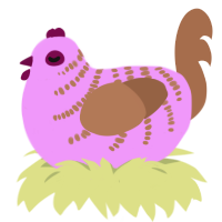 A lavender and brown chicken with a half-bar pattern