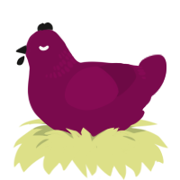 A wine chicken with a neck-band pattern