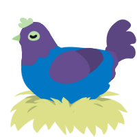 A sapphire and overcast chicken with a head pattern
