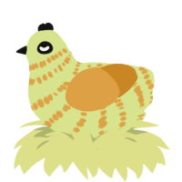 A lemon and orange chicken with a bar pattern