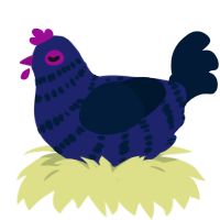 A navy and tumblr chicken with a bar pattern