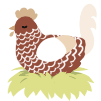 A russet and cream chicken with a lace pattern