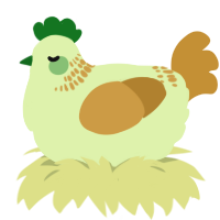 A apple and gold chicken with a neck-band pattern