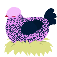 A lavender and tumblr chicken with a double-lace pattern