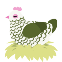 A white and olive chicken with a lace pattern
