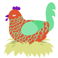 A vermilion and spring chicken with a lace pattern