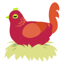 A crimson and vermilion chicken with a neck-band pattern