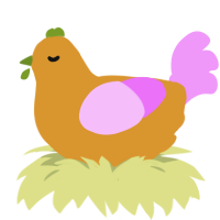 Polly, a orange and lavender chicken