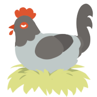 A silver and grey chicken with a head pattern