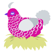 A fuchsia and mist chicken with a lace pattern
