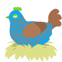 A sky and brown chicken with a lace pattern