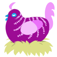 A plum and lavender chicken with a half-bar pattern