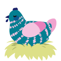 (unnamed), a sea and pink chicken with a bar pattern