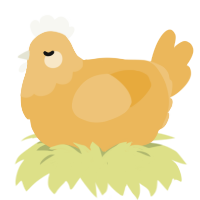 A honey chicken with a head pattern