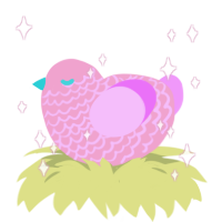 A pink and lavender chicken with a lace pattern