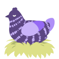 Periwinkle, a overcast and lilac chicken with a bar pattern