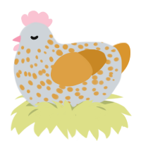 A mist and orange chicken with a speckle pattern
