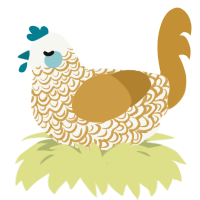 A white and gold chicken with a double-lace pattern