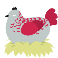 A silver and crimson chicken with a half-lace pattern