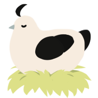 A cream and black chicken