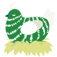 Lime Pie, a viridian and white chicken with a bar pattern