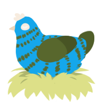A sky and olive chicken with a bar pattern