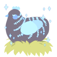 A brown and cream chicken with a half-bar pattern