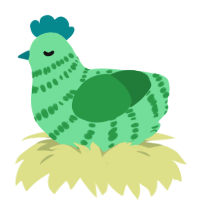 A spring and viridian chicken with a bar pattern