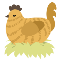 A honey and gold chicken with a bar pattern