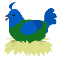 Stardew Valley, a leaf and ultramarine chicken with a head pattern