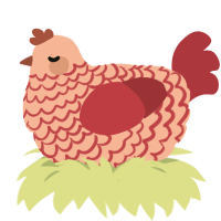 Strawberry, a rose and crimson chicken with a lace pattern
