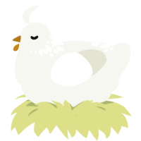 A white chicken with a neck-speckle pattern